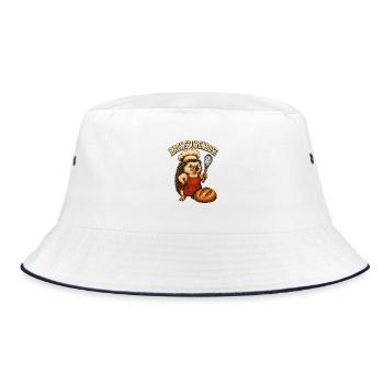 Backstubenboss Igel Koch - Bucket Hat - Weiß/Navy - Vorne