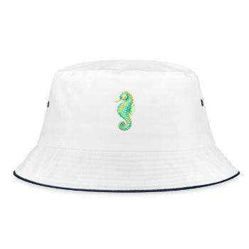 Watercolor Seahorse - Bucket Hat - white/navy - Front