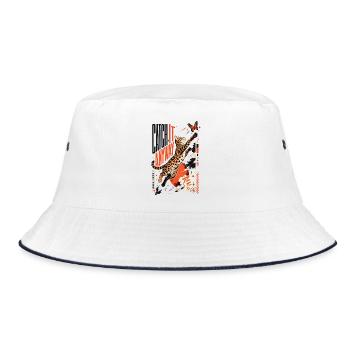 Catch It Anyway – Dynamic Bengal Cat Jump - Bucket Hat - white/navy - Front