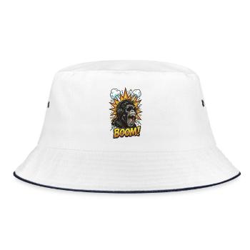 Cool chimpanzee with headphones comic design - Bucket Hat - white/navy - Front