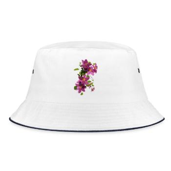 Clématites violettes – Illustration florale - Bob - blanc/marine - Devant