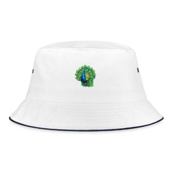 Magnificent peacock - Bucket Hat - white/navy - Front