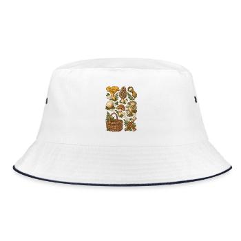 Mushrooms in the forest – botanical illustration - Bucket Hat - white/navy - Front