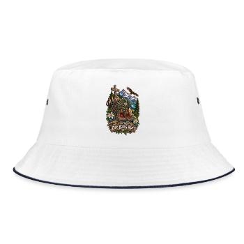 Der Berg ruft: Alpenexpedition - Bucket Hat - Weiß/Navy - Vorne