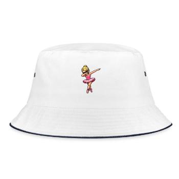 Dabbing Blonde Ballerina in Comic Style - Bucket Hat - white/navy - Front