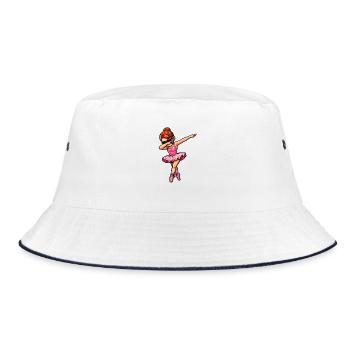Dabbing Rothaarige Ballerina - Bucket Hat - Weiß/Navy - Vorne