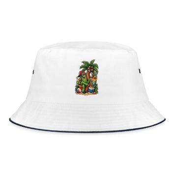 Cactus & Palm Tree: Summer Surfer Party - Bucket Hat - white/navy - Front