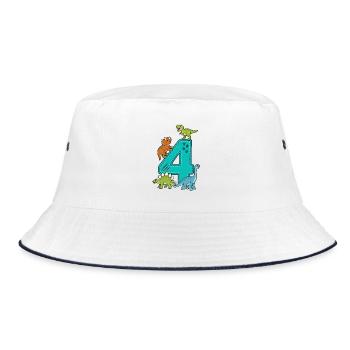 4. Geburtstag Dinosaurier 4 Jahre - Bucket Hat - Weiß/Navy - Vorne