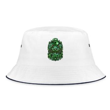 Emerald Cancer Zodiac Crest - Bucket Hat - white/navy - Front