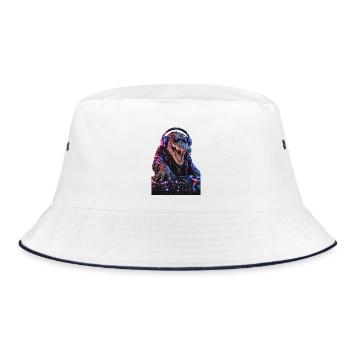 DropWild_Kane, er legt nicht auf, er greift an - Bucket Hat - Weiß/Navy - Vorne