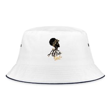 Golden Afro Girl – Black Elegance - Bucket Hat - white/navy - Front