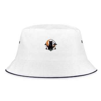 Moon Spell: Black Cat - Bucket Hat - white/navy - Front