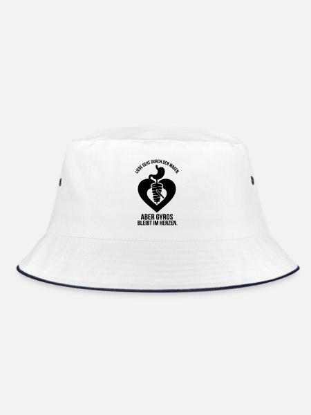 Liebe geht durch den Magen Gyros bleibt im Herzen - Bucket Hat - Weiß/Navy
