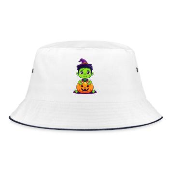 Halloween-Kind - Bucket Hat - Weiß/Navy - Vorne