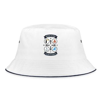 Refuse To Sink Vintage Nautical Compass Badge - Bucket Hat - Weiß/Navy - Vorne