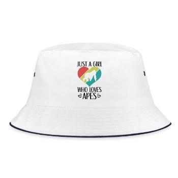 Affe Herz Silhouette Retro-Style - Bucket Hat - Weiß/Navy - Vorne
