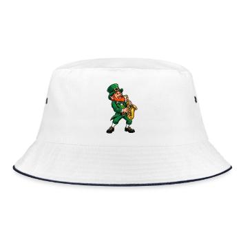 Leprechaun mit Saxophon - Bucket Hat - Weiß/Navy - Vorne