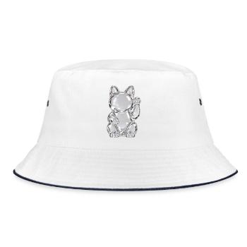 Transparente Glaskatze - Bucket Hat - Weiß/Navy - Vorne