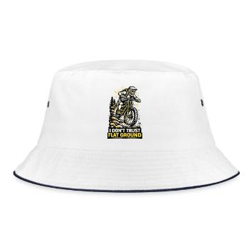 Mountainbiker vertraut flachem Boden nicht - Bucket Hat - Weiß/Navy - Vorne