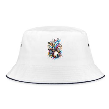 Schlagzeug Drums - Bucket Hat - Weiß/Navy - Vorne