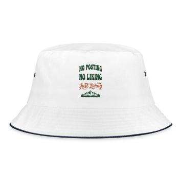 Digital Detox Kein Beitrag Einfach Leben ohne Steckdose - Bucket Hat - Weiß/Navy - Vorne