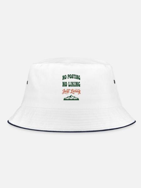 Digital Detox Kein Beitrag Einfach Leben ohne Steckdose - Bucket Hat - Weiß/Navy