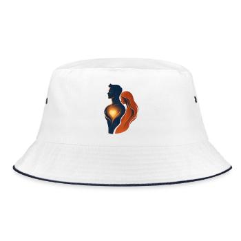 Umarme dich im leuchtenden Herzen - Bucket Hat - Weiß/Navy - Vorne