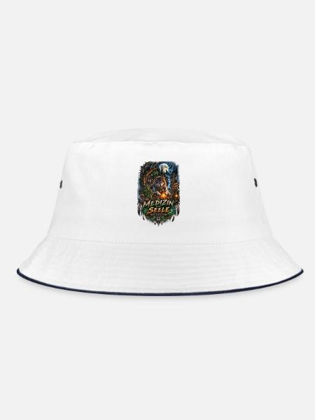 Medizin der Seele Wolfnacht - Bucket Hat - Weiß/Navy
