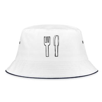 Besteck handgezeichnet - Bucket Hat - Weiß/Navy - Vorne