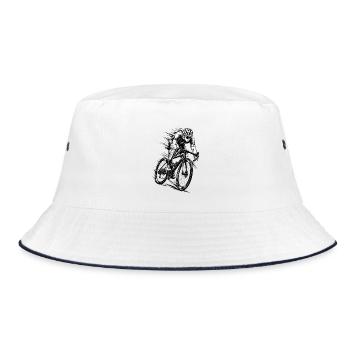 Rennradfahrer in voller Geschwindigkeit - Bucket Hat - Weiß/Navy - Vorne