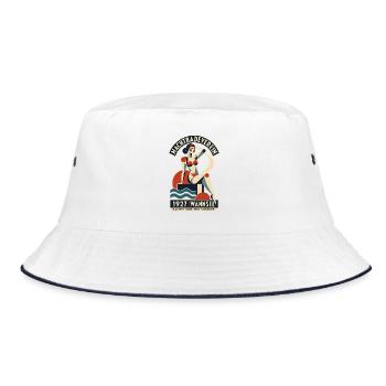 Nachtbadeverein Wannsee – Nachts sind wir schöner - Bucket Hat - Weiß/Navy - Vorne