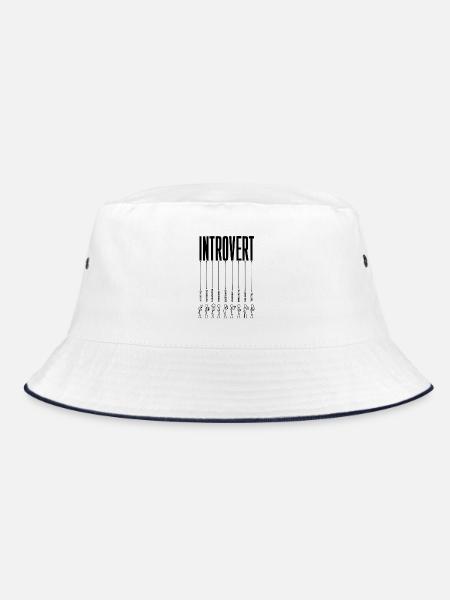 Introvertiertes Leben | Lustige Introvertierte Persönlichkeit - Bucket Hat - Weiß/Navy