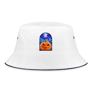 Halloween Pumpkin - Bucket Hat - Weiß/Navy - Vorne