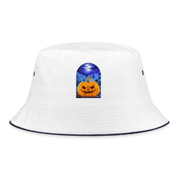 Halloween Pumpkin - Bucket Hat - Weiß/Navy - Vorne