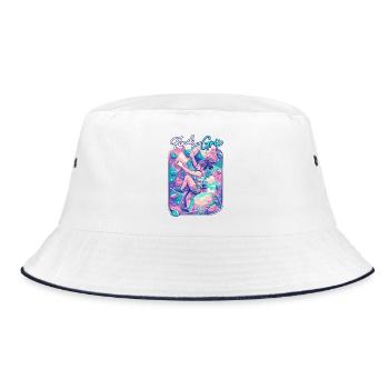 Find your Grip – Bouldern Spruch für Frauen - Bucket Hat - Weiß/Navy - Vorne