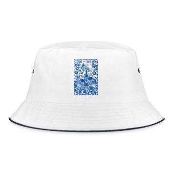 Wein Zu Vino Sag Ich Nie No Weinkenner - Bucket Hat - Weiß/Navy - Vorne