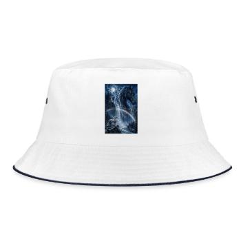 Mondbogen Pferd am Wasserfall - Bucket Hat - Weiß/Navy - Vorne