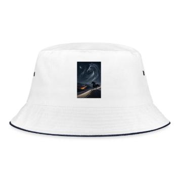 Schwarzer Araber unter Sternen - Bucket Hat - Weiß/Navy - Vorne