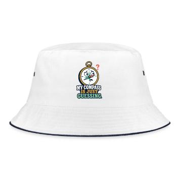 My Compass Is Just Guessing – Outdoor Humor - Bucket Hat - Weiß/Navy - Vorne