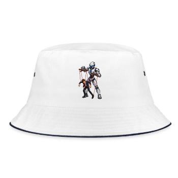 Puppe und menschlicher Roboter - Bucket Hat - Weiß/Navy - Vorne