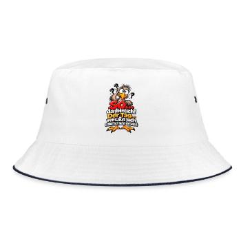 Der Tag versaut sich schließlich nicht von selbst. - Bucket Hat - Weiß/Navy - Vorne