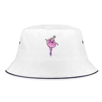 Pinke Ballerina in Tutu - Bucket Hat - Weiß/Navy - Vorne