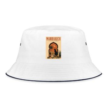 Erleben Sie Marrakesch in Marokko - Bucket Hat - Weiß/Navy - Vorne