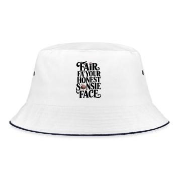 Mach dein ehrliches Gesicht - Bucket Hat - Weiß/Navy - Vorne