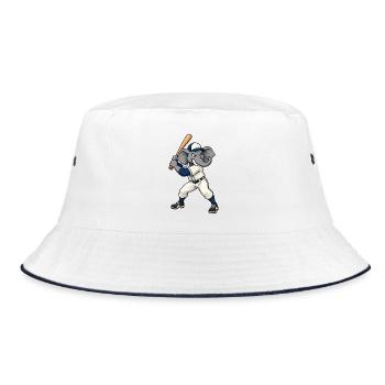 Elefant beim Baseball - Bucket Hat - Weiß/Navy - Vorne