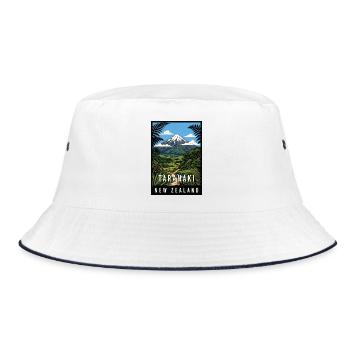 Erleben Sie den Taranaki Mountain in Neuseeland - Bucket Hat - Weiß/Navy - Vorne