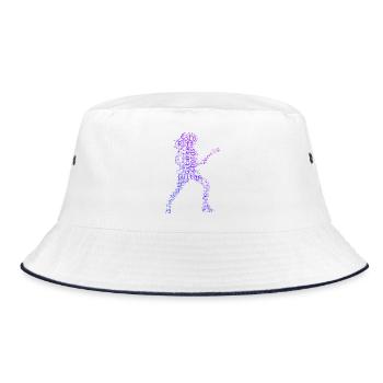 Geschenkidee für die Gitarristin mit Gitarrenspiel - Bucket Hat - Weiß/Navy - Vorne