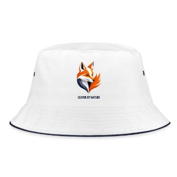 Clever by Nature – Fuchs - Bucket Hat - Weiß/Navy - Vorne