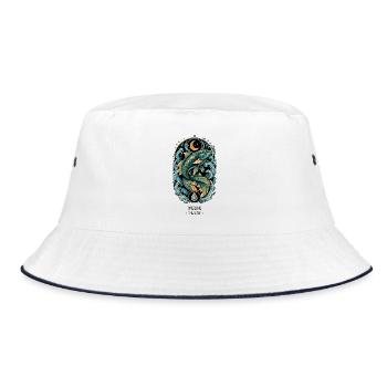TOTEMFISCHFLUSS - Bucket Hat - Weiß/Navy - Vorne