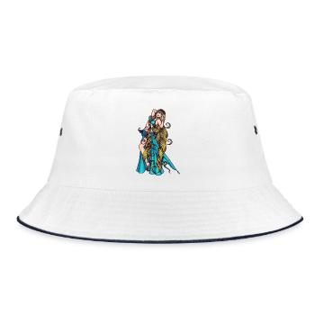 Bauchtänzerin im türkisfarbenen Kleid - Bucket Hat - Weiß/Navy - Vorne
